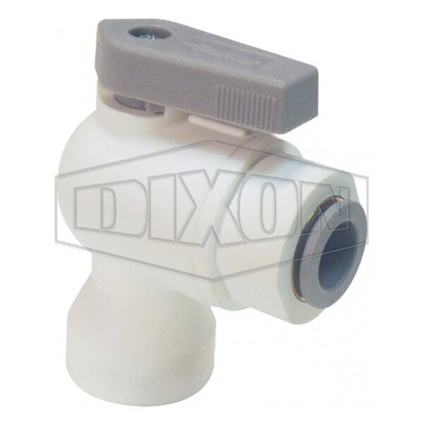 Dixon TrueSeal Ball Valve, 3/8 in, Tube x Female NPTF Elbow, Glass-Reinforced Polypropylene Body PP6VFE6-MG - main